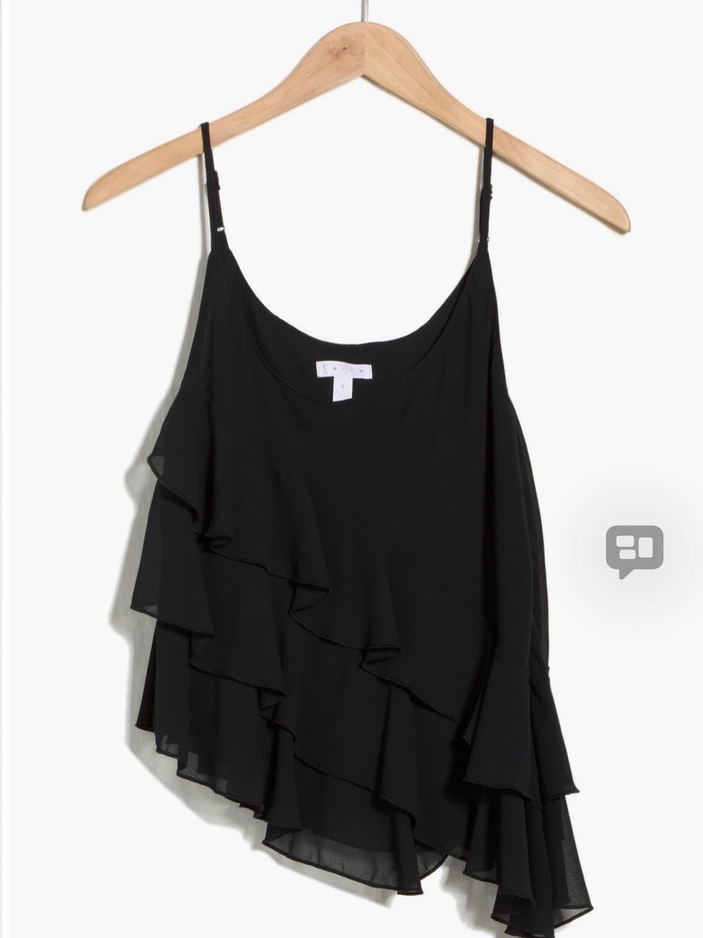Leith Black Ruffle Asymmetrical Chiffon Cami